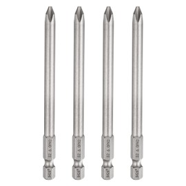 sourcing map 4pcs #2 Phillips Screwdriver Bit PH2 1/4" Hex Shank 4" (100mm) Long 0.24" Rod Magnetic Cross Head Drill Bits S2 Steel Industrial Screw Driver for Electric Power Tools, Gray