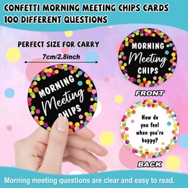 100 Pcs Confetti Morning Meeting Chips Classroom Question Idea Cards for Teachers Students Conversation Starter Cards for Classroom Supplies Icebreaker Activity Improve Communication Listening Skills