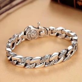 1pc Silver Plating Bracelet for Men, Ideal for Everyday Wear, Gifts for Loved Ones, and Suitable for Women As WellColor: Silver 7.87inch, Length: 7.87inch