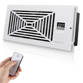 BIOWIND Quiet Register Booster Fan Fits 4" x 10" Register Holes, 10-Speed Smart Heating Cooling AC Vent Fan with Remote Control and Thermostat Control - White