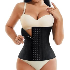 PYGHAP Latex Waist Trainer for Women Steel Boned Underbust Waist Cincher Shapewear Corset Sport Body Shaper (Black-25 Steel Bones, X-Large)