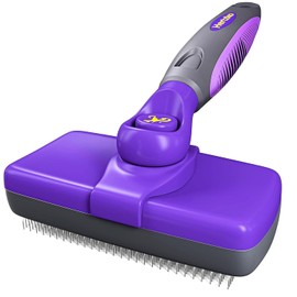 Hertzko Hertzko Self Cleaning Slicker Brush for Dogs and Cats - Pet Hair Brush for Shedding Long and Short Hair - Grooming Brush with Easy Clean Retractable Bristles - Cat and Dog Grooming Tool - Purple