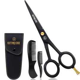 5” Professional Beard And Mustache Scissors with 1 Beard Comb, 1 Mustache Comb and Travel Pouch - Prefect Beard Trimming Scissors for All Facial Hair Scissors - Grooming Scissors