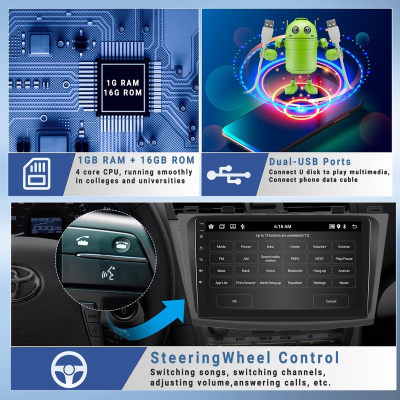 Android 13 Car Stereo for Mazda 3 2009-2013,9 Inch Touchscreen