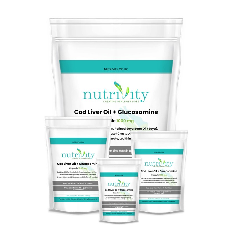 Cod Liver Oil + Gluco 1000mg Capsules Nutrivity UK for