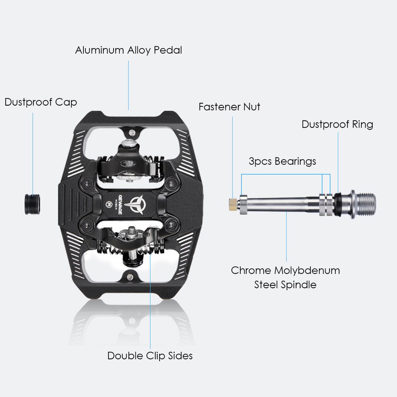 Double-sided Clip Pedals MTB Pedals Cycle Pedals with Cleats Replacement