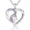 Lanqueen Unicorn Necklace for Girls Crystal Heart Pendant Necklaces Unicorn