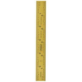 Fowler 52-349-006-0 Rigid Steel Rule with Titanium Coated Golden Finish, 5R Graduation Interval, 6" L x 0.75" W