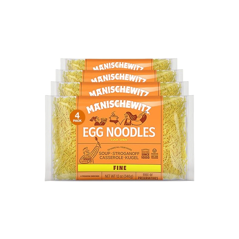 Manischewitz Premium Enriched Fine Egg Noodles 12oz (4 Pack) Great