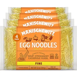 Manischewitz Premium Enriched Fine Egg Noodles 12oz (4 Pack) Great in Soups & Stews