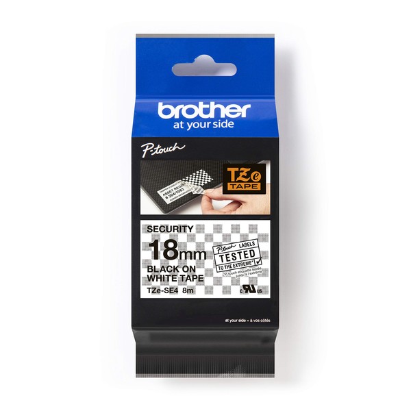BRTTZESE4 - Brother TZESE4 Black on White Security Lettering Tape