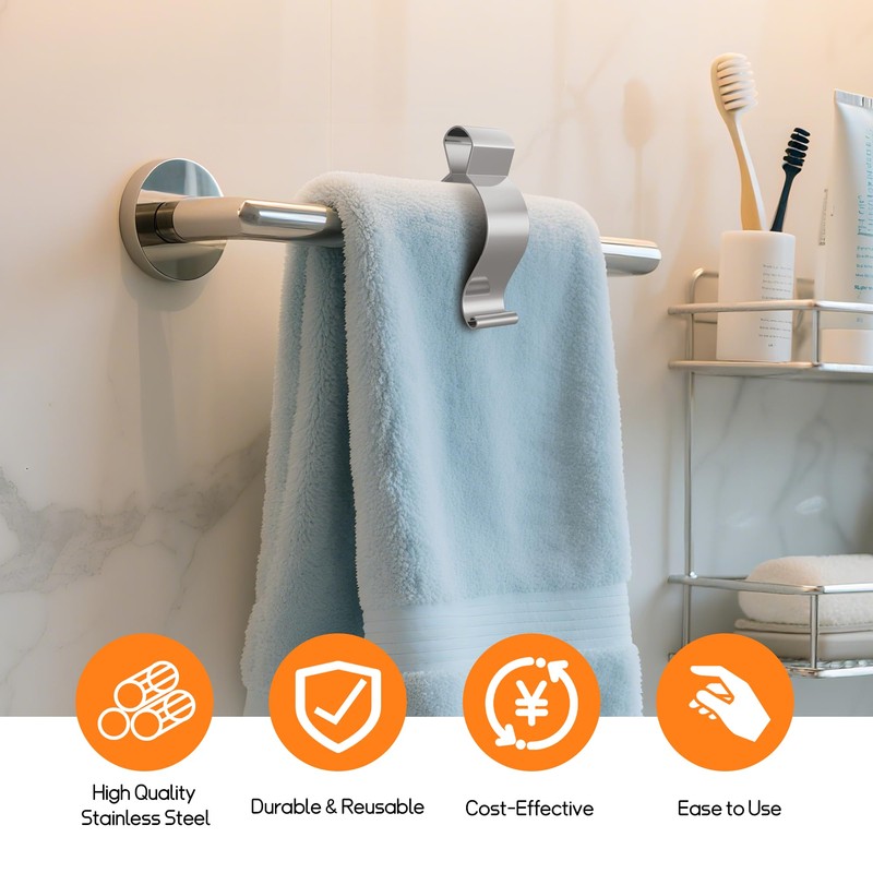 6 Pack Towel Clips for Kitchen, Stainless Steel Towel Holder