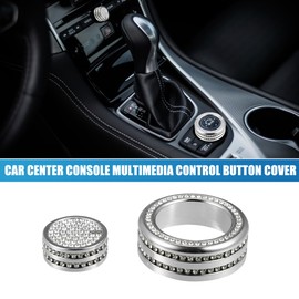 X AUTOHAUX Car Bling Center Console Multimedia Control Button Cover for Infiniti Q50 QX50 Q60 Silver Tone (Set of 2)