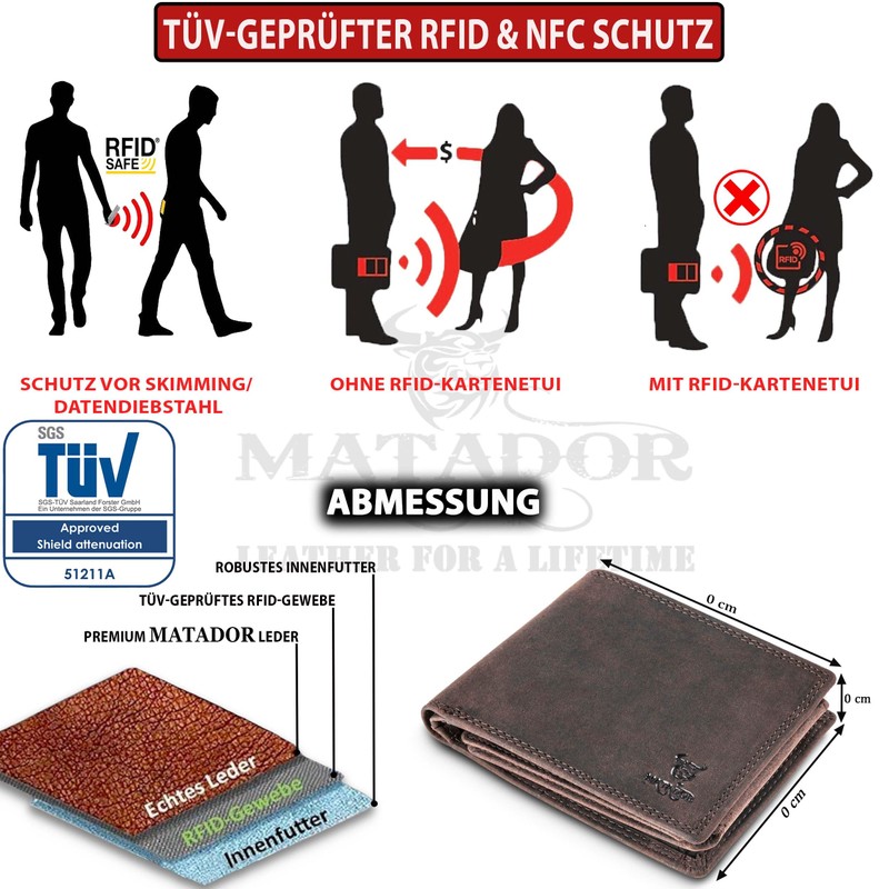 MATADOR® 6404 Men's Wallet with RFID Protection, dark brown