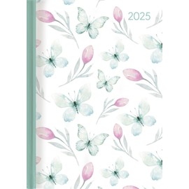 Alpha Edition - Ladytimer Butterfly 2025 Pocket Calendar, 10.7 x 15.2 cm, Calendar with 192 Pages, Notes after Every Day, Moon Phases and International Calendar