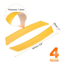 HARFINGTON 4pcs Car Reflective Trim Side Marker Stickers 6.6" x 1" Automotive Anti-Collision Reflector Guard Strips Car Wheel Eyebrow Bump Protector for Car SUV Pickup Truck, Yellow