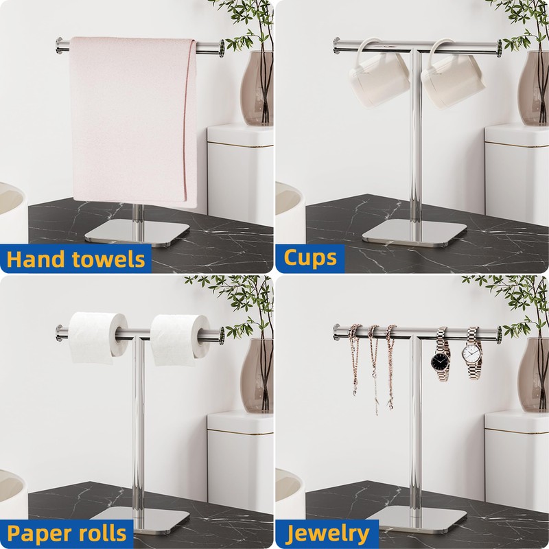 RUACQ T-Shape Hand Towel Holder Stand, 12inch Weighted Base Towel