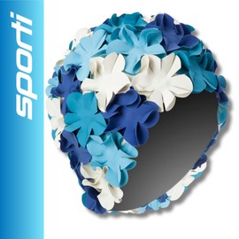 Sporti Flower Swim Cap (Blue Multi)