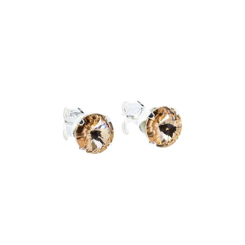 pewterhooter Women's 925 Sterling Silver Stud Earrings – Sparkling Crystal