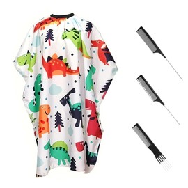 BSITSSS Kids Barber Apron Full Length Cape Unisex Professional Hairdressers Gown with Cartoon Dinosaur, Adjustable Haircut Cape for Children Kids Adults Salon Barber Supplies, 120 * 80cm