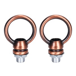 PATIKIL 18Lb Load Lamp Female Loop Holder, 2 Set Lifting Eye M10 Fine Thread Nut Hook Ring Shape Structural Support to Chandelier Lighting Fixture (Red Copper, 1.4 x 1.7 Inch)