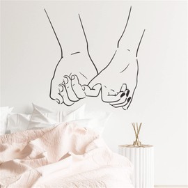 Kiddale Love and Hand in Hand Wall Stickers,Peel and Stick Removable Simple Fashion Black and White Sketch Art Line Drawing Decor Wall Decals for Home Living Room Bedroom Office