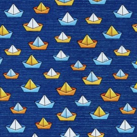 Quilting Treasures Quackers Paper Sailboats Navy Blue 100% Cotton Fabric by The Yard
