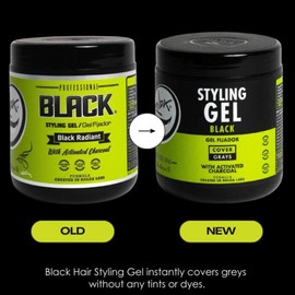 Rolda Rolda Black Styling Hair Gel - Medium To Strong Hold With Medium Shine For a Wet Slicked Back Look With All Day Hold - Activated Black Charcoal Covers Grey Hair Instantly 17.6oz (2PK)