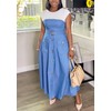 Quzzion Women's Patchwork Denim Dress A Line Maxi Swing Dresses