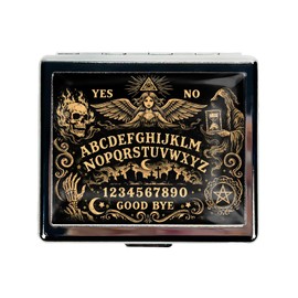 Hypetal Metal Pill Organizer, 8 Compartment Travel Pill Case for Vitamins Supplements and Medication, Small Pill Box with Snap Closure for Purse Pocket Bag (Vintage Ouija Board)