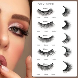 5 Pairs Self Adhesive Eyelashes Natural Look No Glue Needed Reusable Self Adhesive Lashes with Tweezers (Naturals FZ5-01)