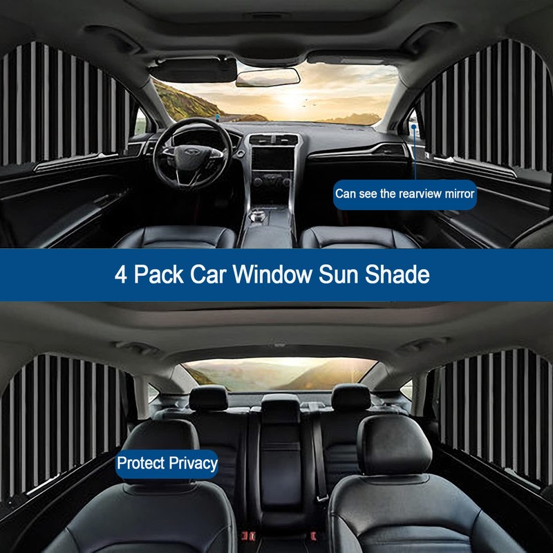 4 Pack Slidable Car Side Window Sun Shades Privacy Magnetic