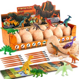 Zippytots Dino Eggs Excavation Dig Kit-12 Unique Dinosaur Eggs with Educational Learning Cards -Easter Eggs STEM Science Activities - Educational Toy Gift for Kids Boys Girls Age 3+