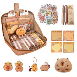 CharmBurst Capybara Pencil Case, 12 Compartments, 90° Wide Opening, Large Volume, Capybara Print Cute Stationery, School Supplies for Girls, Gift for Teens