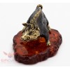 Solid Brass Amber Figurine of wild Boar pig Hog Swine