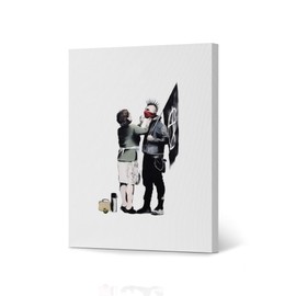 HB Art Design Banksy Wall Art Canvas Print Dont Forget to Eat Your Lunch and Make Some Trouble from Bristol Artwork Living Room Dorm Room Office Wall Art Home Decor Ready to Hang 17x11
