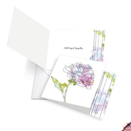 The Best Card Company - 12 Sympathy Note Cards with Envelopes - Loving Flower Bereavement (4 Designs, 3 Each) - Basic Blooms AMQ4627SMG-B3x4