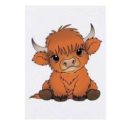 'Baby Highland Cow' Temporary Tattoo - Water Resistant, Skin-Safe, Non-Toxic Transfer (TO00082993)