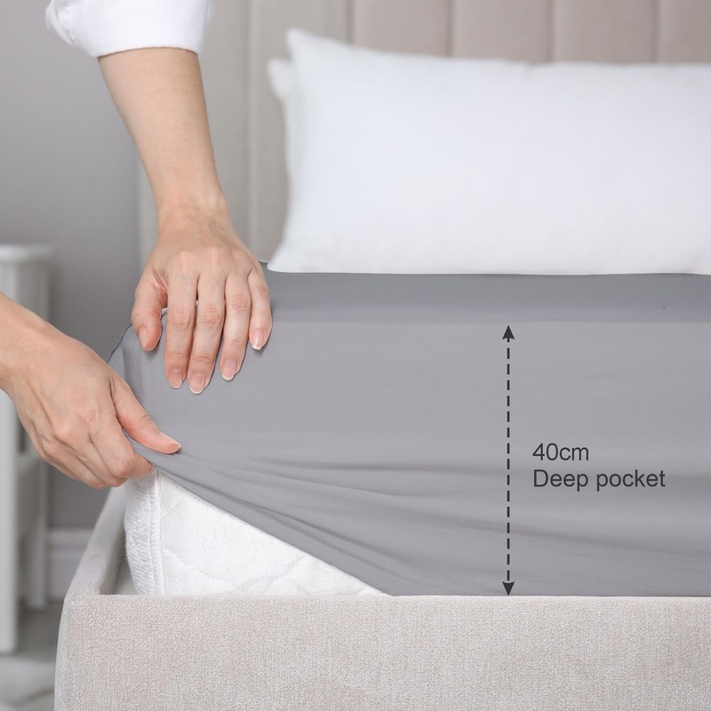 EKOSCIOUS 100% Tencel Lyocell Eucalyptus Sateen Soft Solid, Double Size,