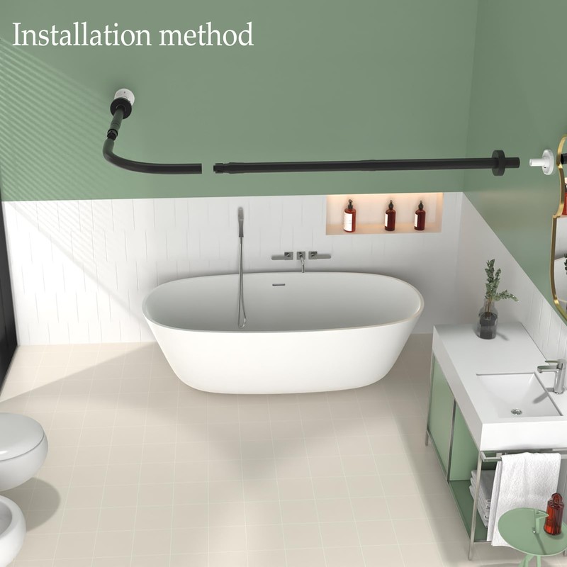L Shaped Shower Curtain Rod,28-39 X 43-67 Inch Curved Shower