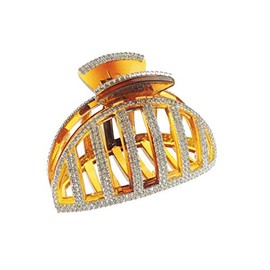 Sparkly Women Girls Thick Curly Long Hair X-Large Big Crystal Diamante Rhinestone Wave Jaw Clip Octopus Clamp Bridal Wedding Party Styling Claw Accessories Swirly Butterfly Claw Sunset Grill (Brown)