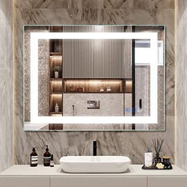 DR.LUX Bathroom Mirror with Lights 32x24 Inch, Ultra Bright LED Bathroom Mirror Wall Mounted Vanity Mirror Large Anti-Fog Area 3000K-6000K Adjustable Auto-Off Memory Housewarming Gift