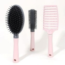 Styling rib comb, cushion comb, roll comb, 3-piece set, scalp massage, hair styling comb, 3-piece set, 3-piece hair styling 2ea