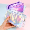 PU Leather Holographic Makeup Pouch Cosmetic Bag Waterproof Toiletries Organizer