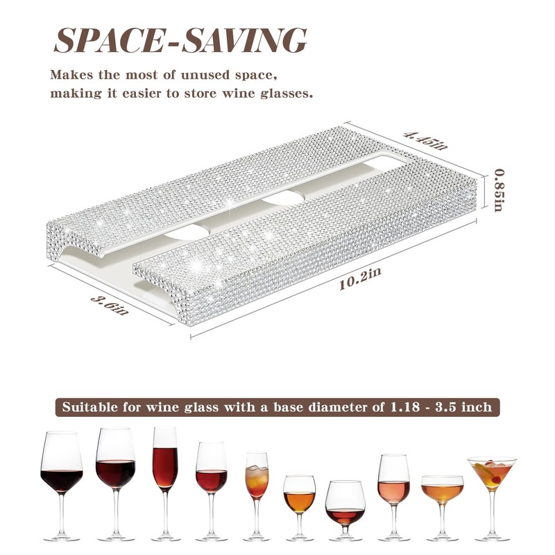 Yivaiks 2pack Bling Wine Glass Holder and Stemware Rack Hanger