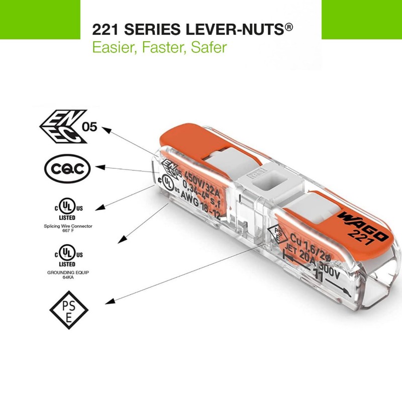 WAGO 221-2411 Wire Connectors, Lever Nuts Connector , Electrical Wire
