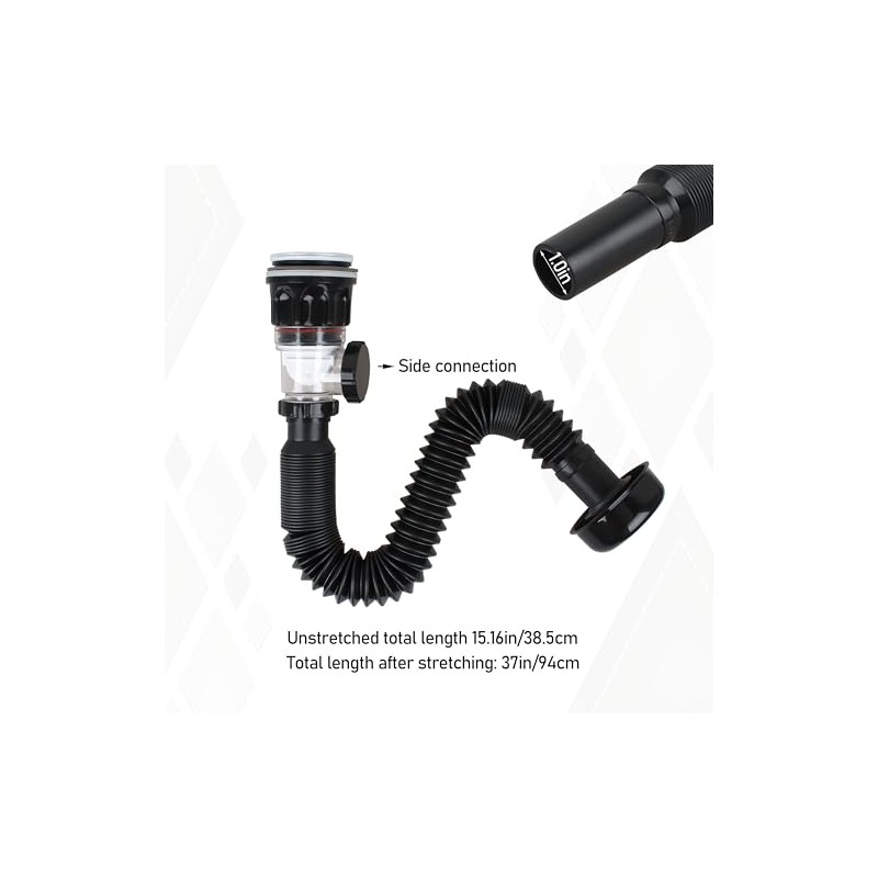Bathroom Sink Drain Kit - Flexible Sink Drain P-Trap for