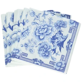 Caspari Cocktail Napkin, Blue/White