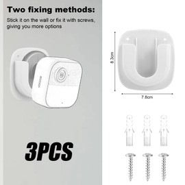 3pcs Wall Mount Bracket Compatible with Blink Camera Outdoor 4 / Blink Mini 2 / Mini, 2 Way Installation No Drilling Indoor Accessories Adhesive Camera Mount with Expansion Plug & Screw
