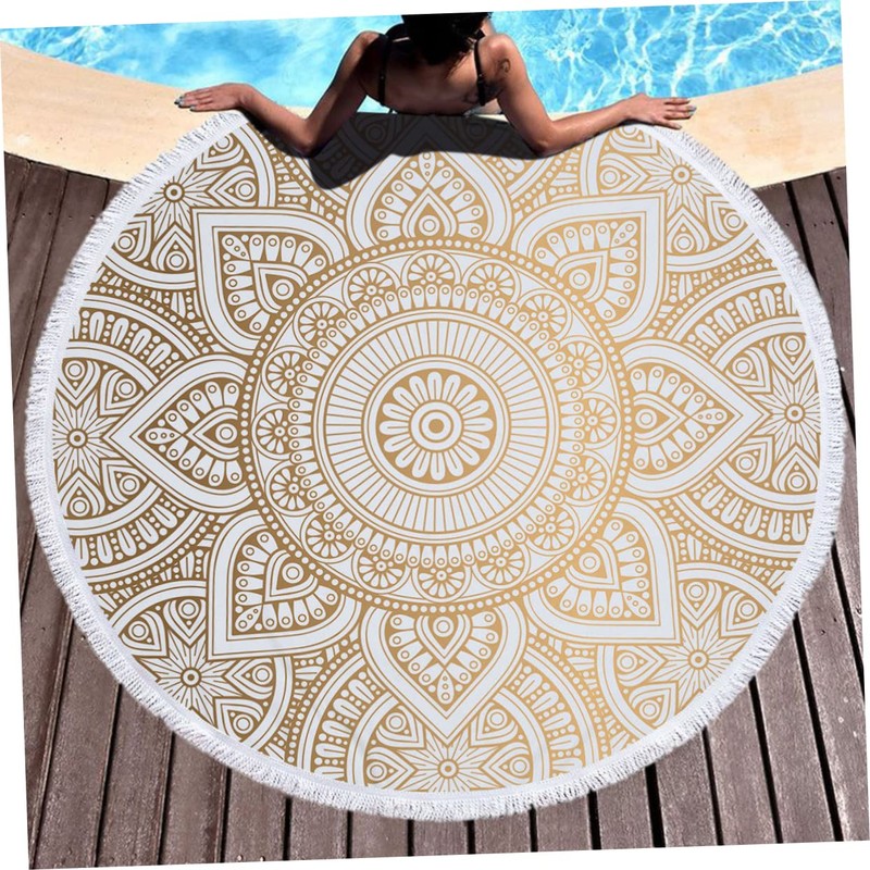 WOONEKY Beach Towel Mandala Round Microfiber Yoga Mat Tapestry Home